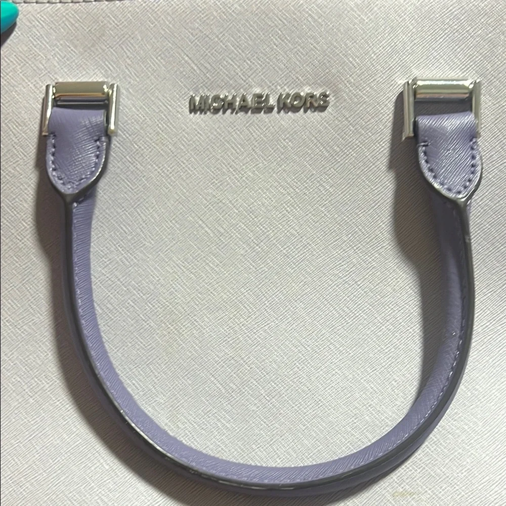 Michael Kors Purple and Cream Satchel - Picture 4 of 8